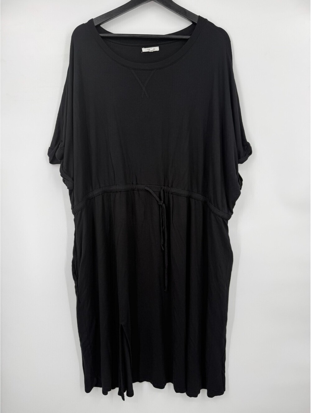 Maurices Womens Dress Black Round Neck Side Slit Cinched Drawstring Waist 4X